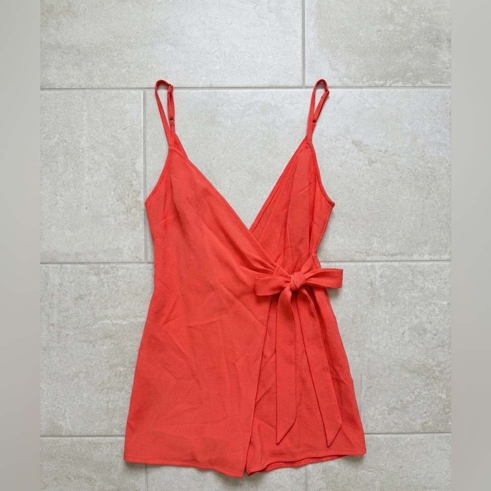 Show Me Your Mumu Vibrant Coral Wrap Romper